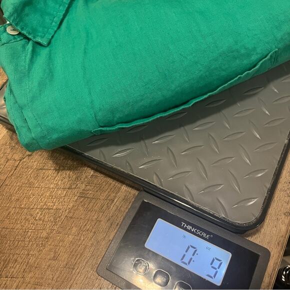 Cynthia Rowley 100% Linen Green Top Women Size XL Beach Tunic Long Sleeve Cruise - Picture 6 of 6